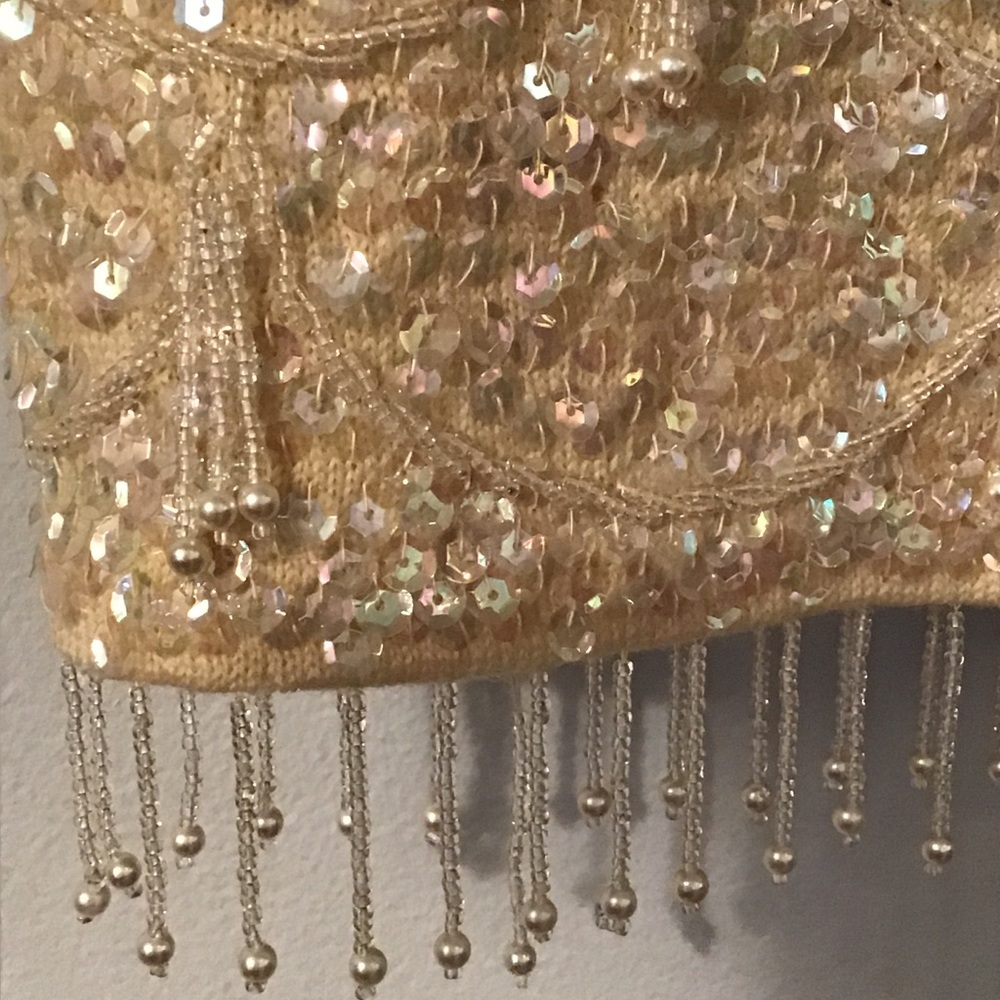 Vintage 50’s 60’s  Opalescent Beaded Fringed Top